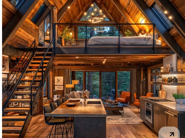 Intérieur chaleureux d'un chalet A-frame